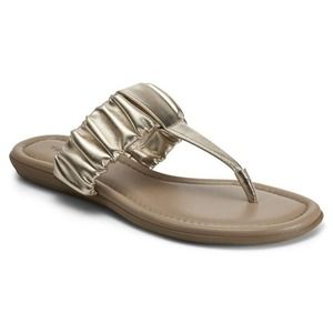 Aerosoles Womens Cady Soft Gold T-Strap Thong Sandals Size 8.5